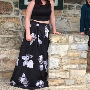 Black prom dress with flowers